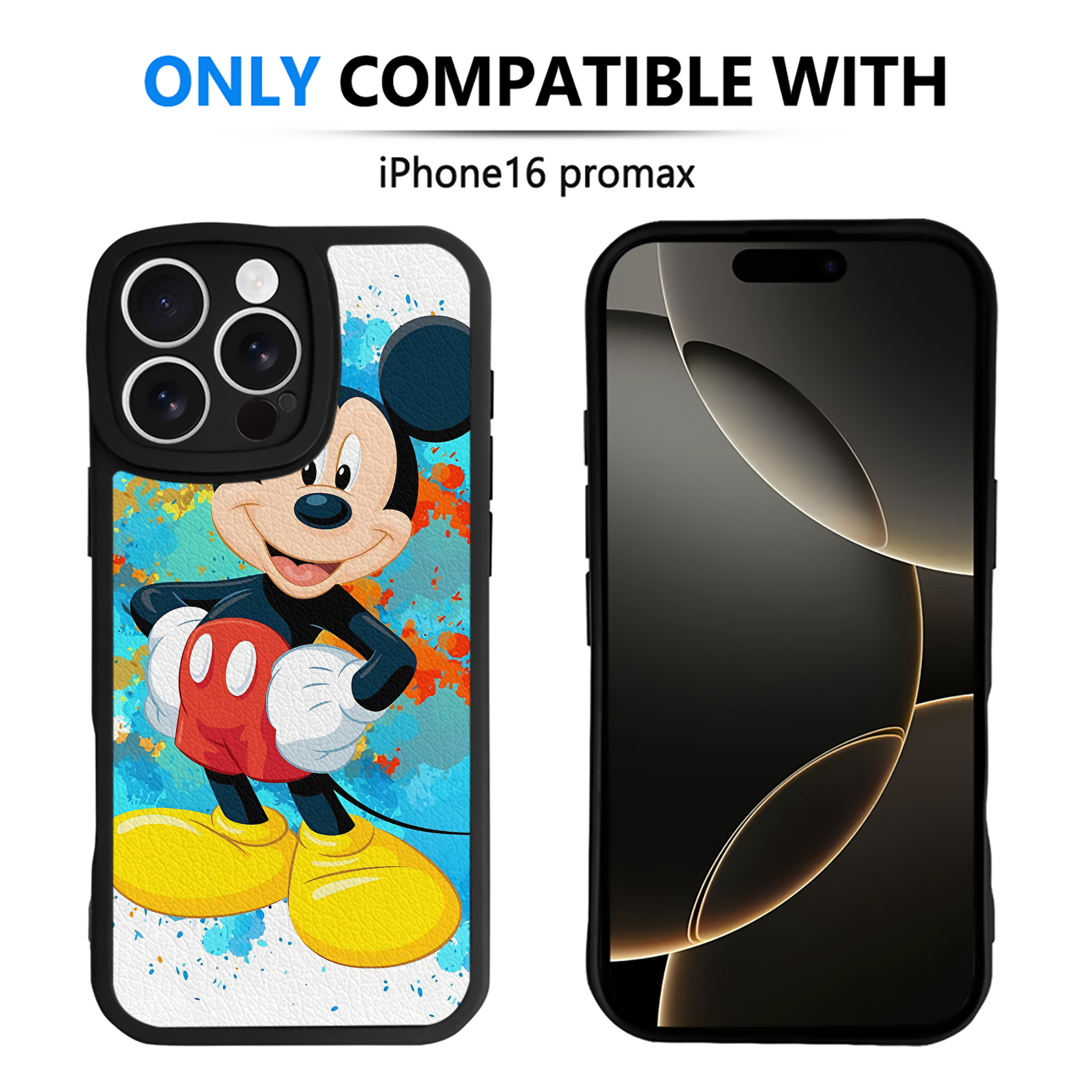 （画像用） ミッキーマウス Mickey Mouse 【iPhone 16シリーズ対応】シリコンスマホケース（レザー調） 材質：シリコン